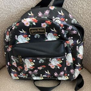 Harry Potter Kids Black Floral Owl Mini Backpack